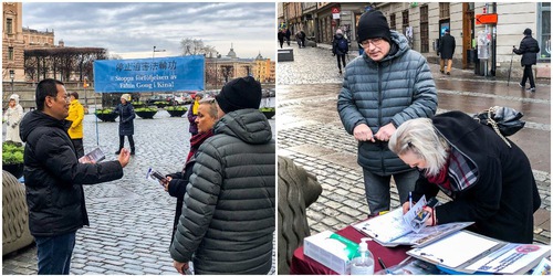 Image for article Stockholm, Swedia: Praktisi Memperkenalkan Falun Dafa dan Mengekspos Penganiayaan PKT di Tahun Baru