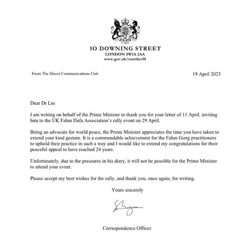 Image for article Perdana Menteri Inggris Memuji Praktisi Falun Gong Karena Menjunjung Tinggi Keyakinan Mereka