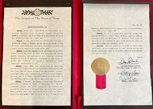Image for article Texas, AS: Senat Negara Bagian Texas Mengesahkan Resolusi untuk Menandai Hari Falun Dafa Sedunia