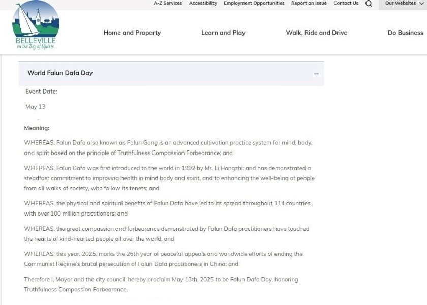 Image for article Kanada: Wali Kota Tiga Kota Mengeluarkan Proklamasi untuk Menghormati Hari Falun Dafa Sedunia