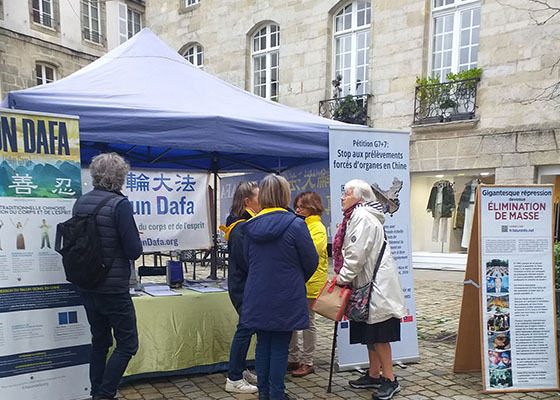 Image for article Orang-orang Mempelajari Falun Dafa di Kegiatan Hari Informasi di Quimper