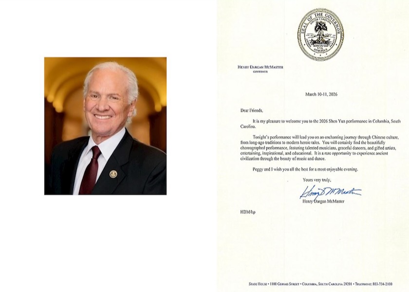 Image for article South Carolina: Gubernur, Wali Kota, dan Pejabat Terpilih Menerbitkan Proklamasi untuk Memuji dan Memberi Selamat kepada Shen Yun Performing Arts